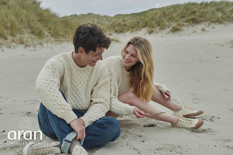 Handcrafted Unisex Merino Wool Aran Sweater – White