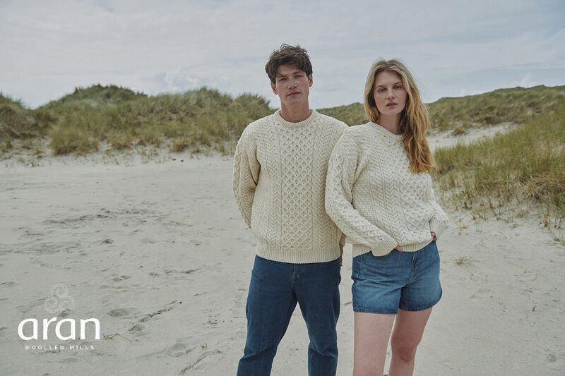 Handcrafted Unisex Merino Wool Aran Sweater – White