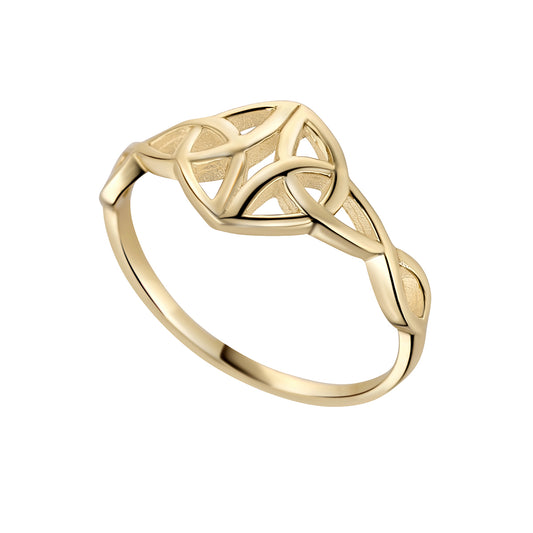 Crafted in Ireland from solid 10K gold, this Trinity Celtic Knot Ring features the iconic symbol of eternal love and unity. Hallmarked at Dublin Castle, it’s an authentic piece of Irish heritage—perfect as a meaningful gift, promise ring, or celebration of ancestry. Available at House of Ireland.
